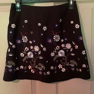 Black Floral Mini Skirt